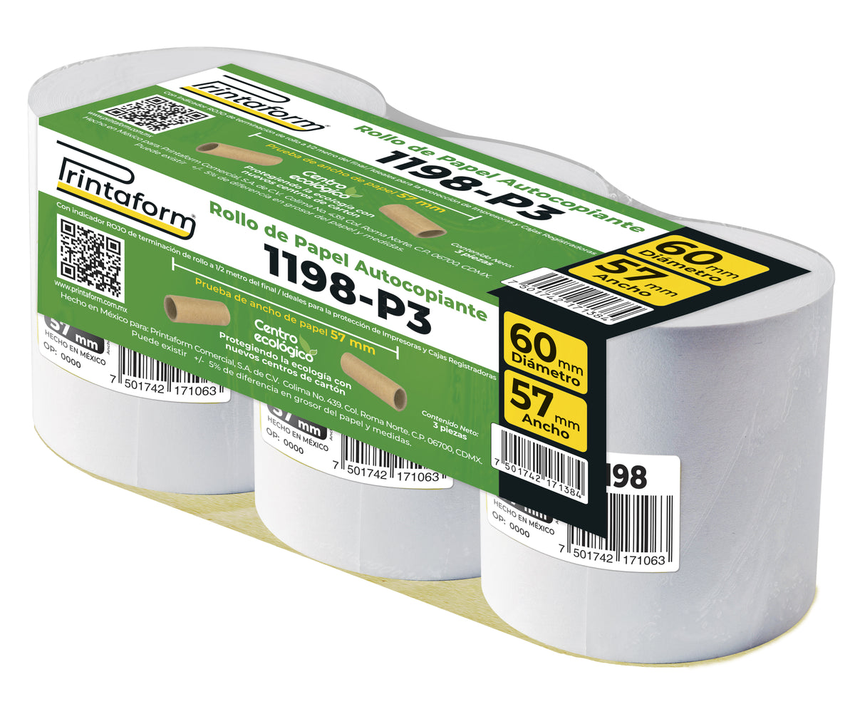 Rollo Bond Autocopiante 56mm x 15m, 1198