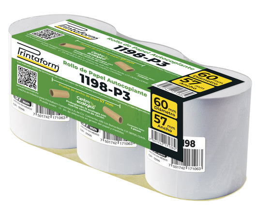 Rollo Bond Autocopiante 56mm x 15m, 1198