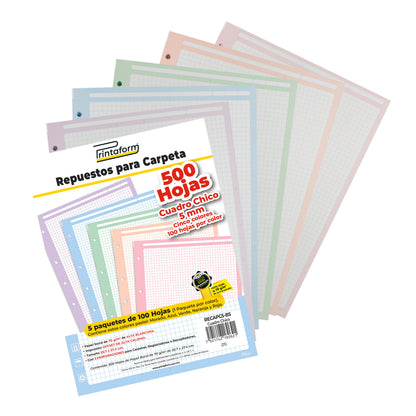 Repuestos para Carpeta Arcoíris Pastel 500 hojas
