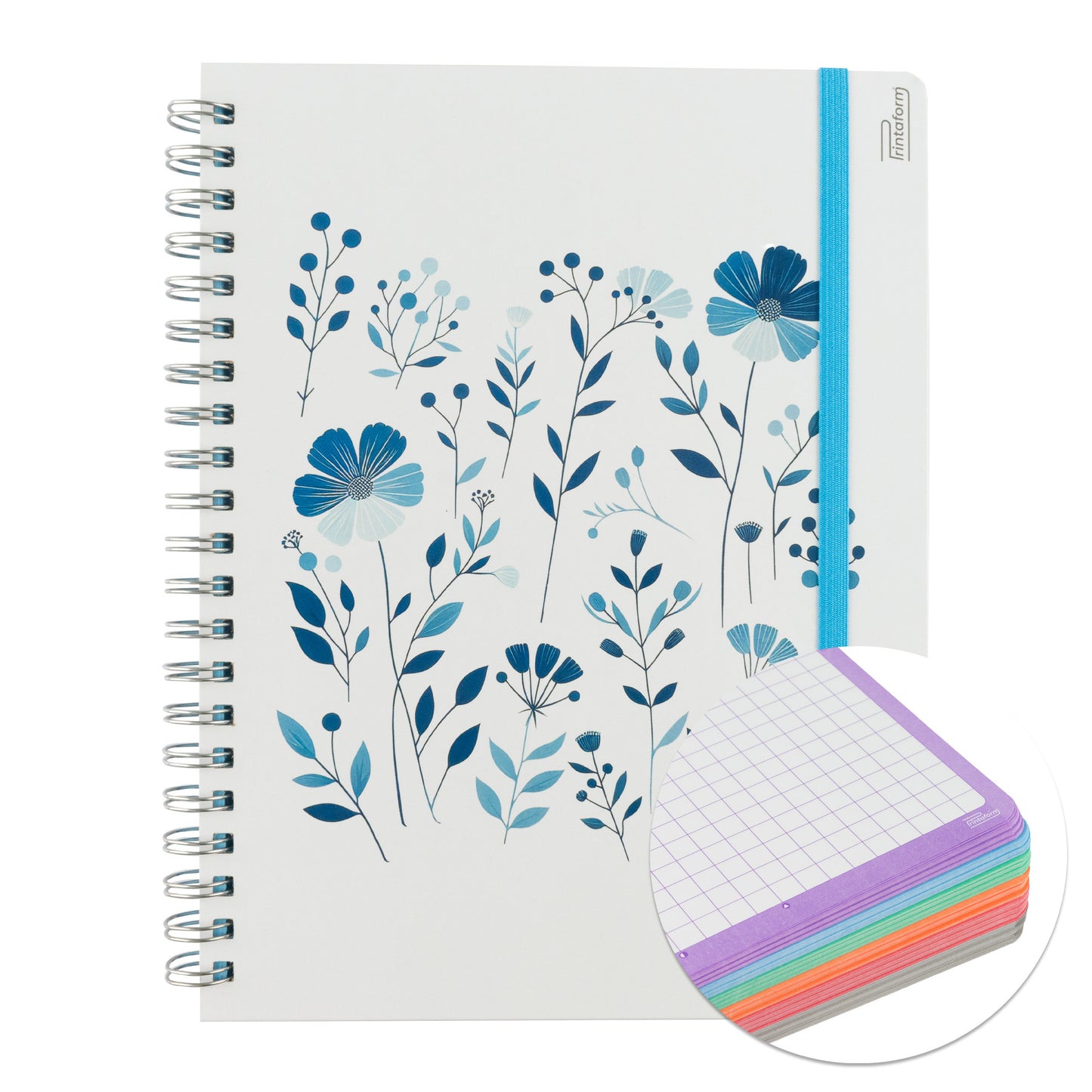 Libreta Profesional Universitaria Floral, pasta dura, 200h