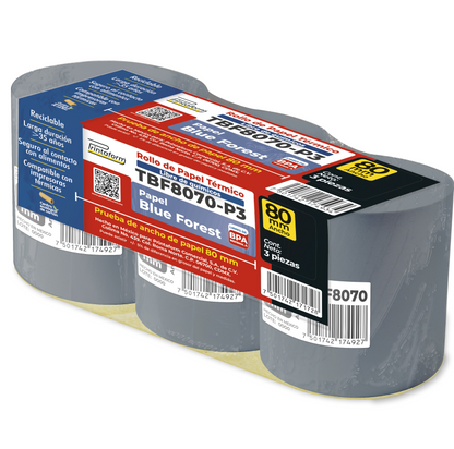 Rollo Térmico Ecológico Papel Blue4Est 79mm x 76m, TBF8070