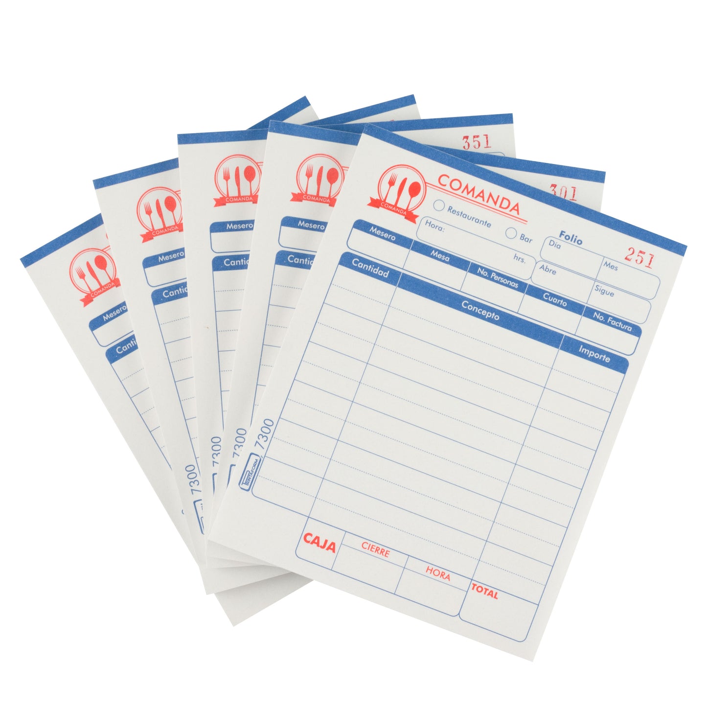 Comanda con folio B-7300F (Pq. 5 blocks)