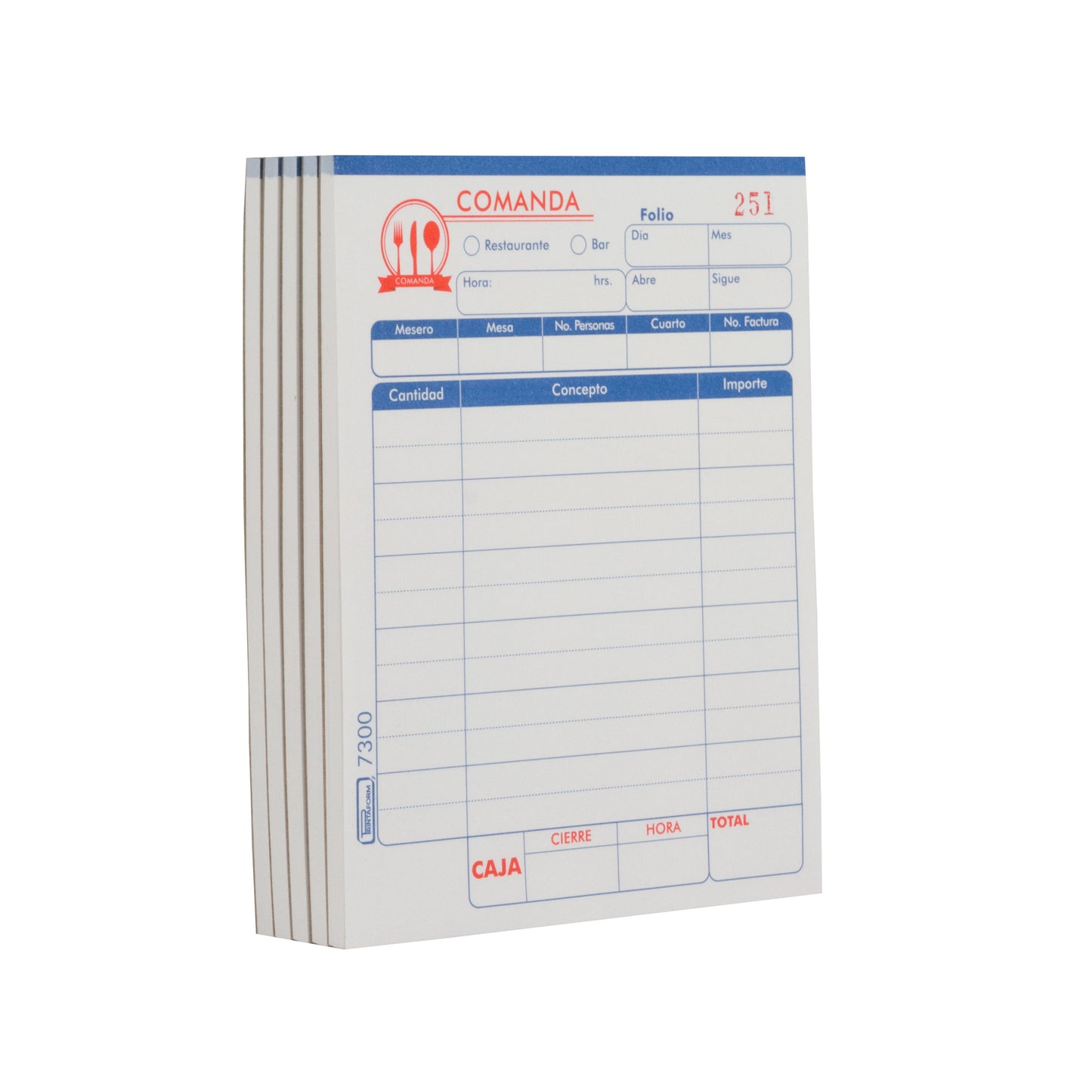Comanda con folio B-7300F (Pq. 5 blocks)