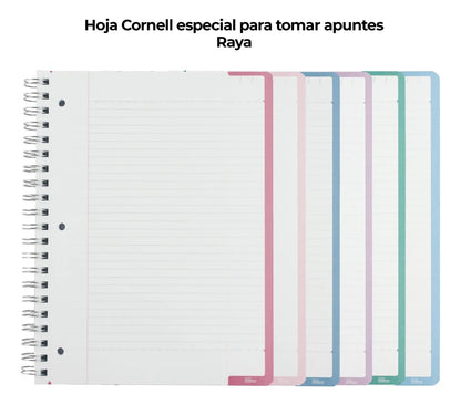 Libreta Profesional Arcoíris Mediterránea pasta dura, 100h, Rayado Cornell