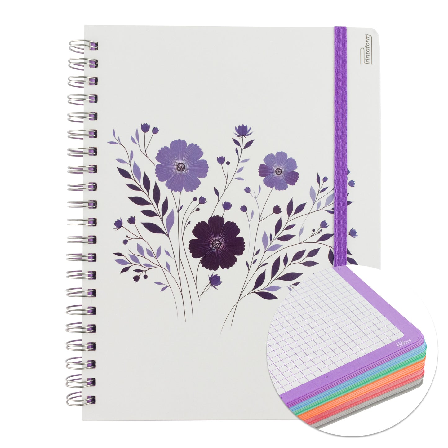 Libreta Profesional Universitaria Floral, pasta dura, 200h