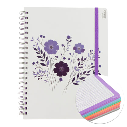 Libreta Profesional Universitaria Floral, pasta dura, 200h