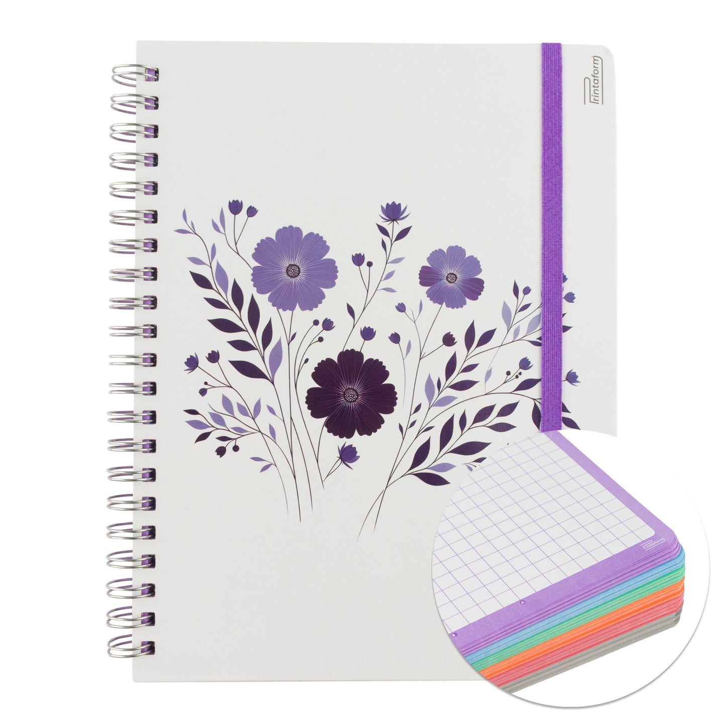 Libreta Profesional Universitaria Floral, pasta dura, 200h