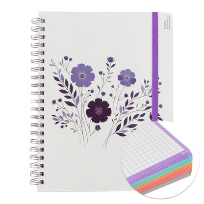 Libreta Profesional Universitaria Floral, pasta dura, 200h