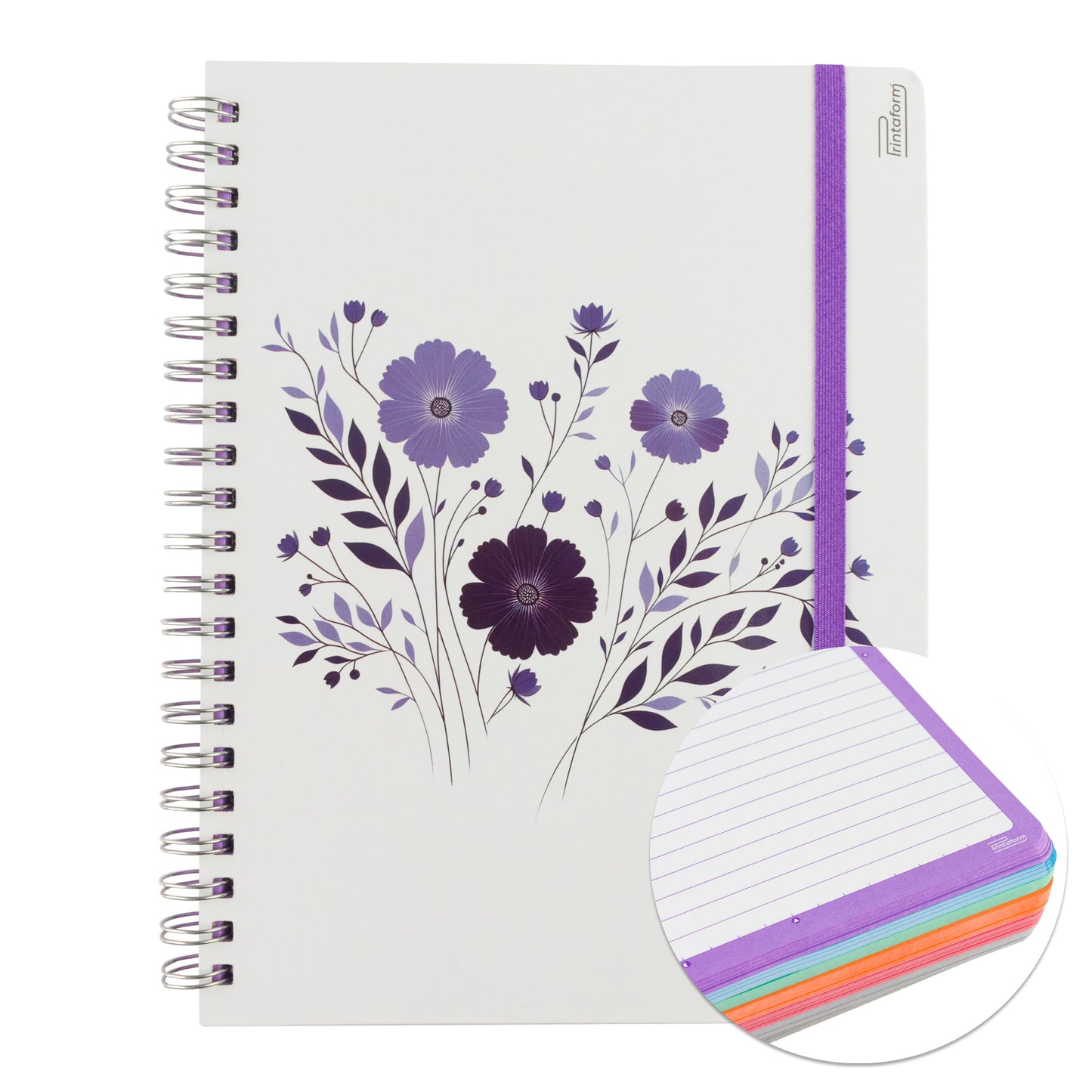 Libreta Profesional Universitaria Floral, pasta dura, 200h