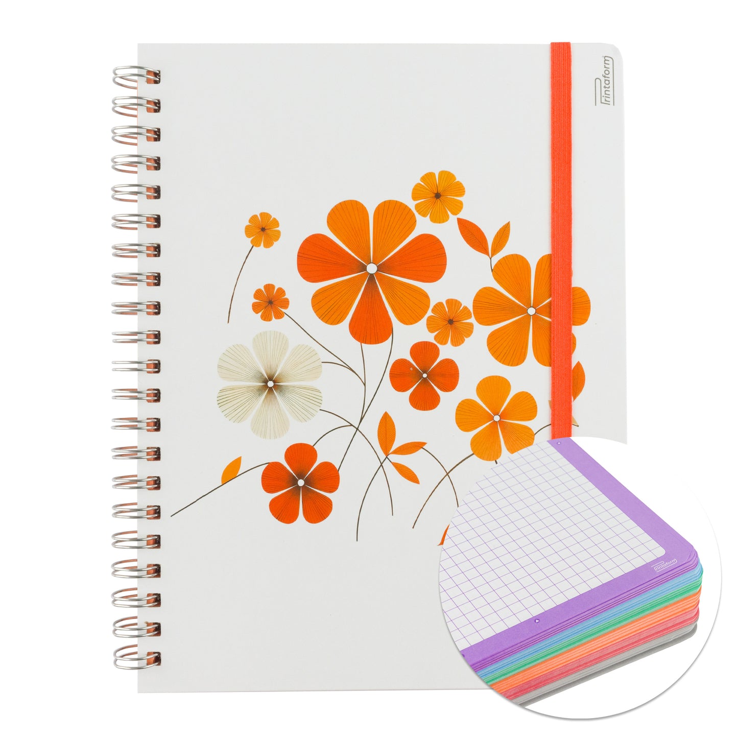 Libreta Profesional Universitaria Floral, pasta dura, 200h