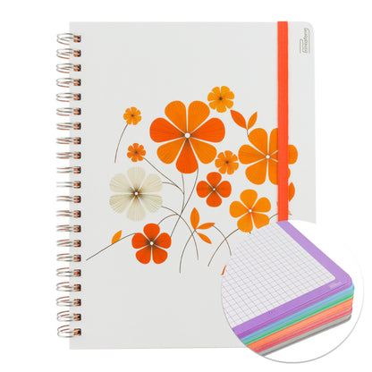 Libreta Profesional Universitaria Floral, pasta dura, 200h
