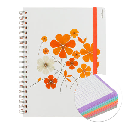 Libreta Profesional Universitaria Floral, pasta dura, 200h