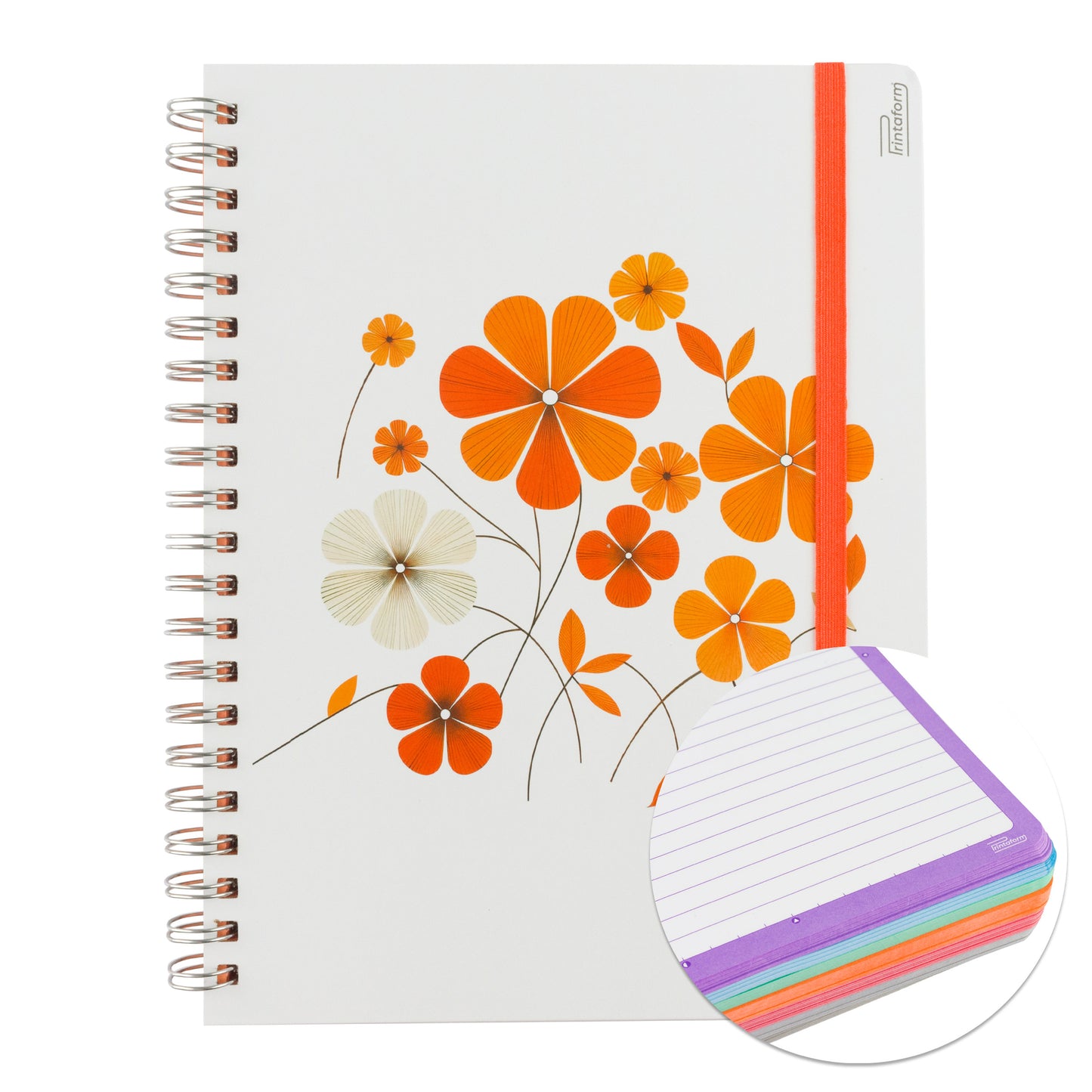 Libreta Profesional Universitaria Floral, pasta dura, 200h