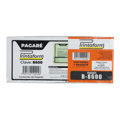 Pagaré B-8600 (Pq. 3 blocks)