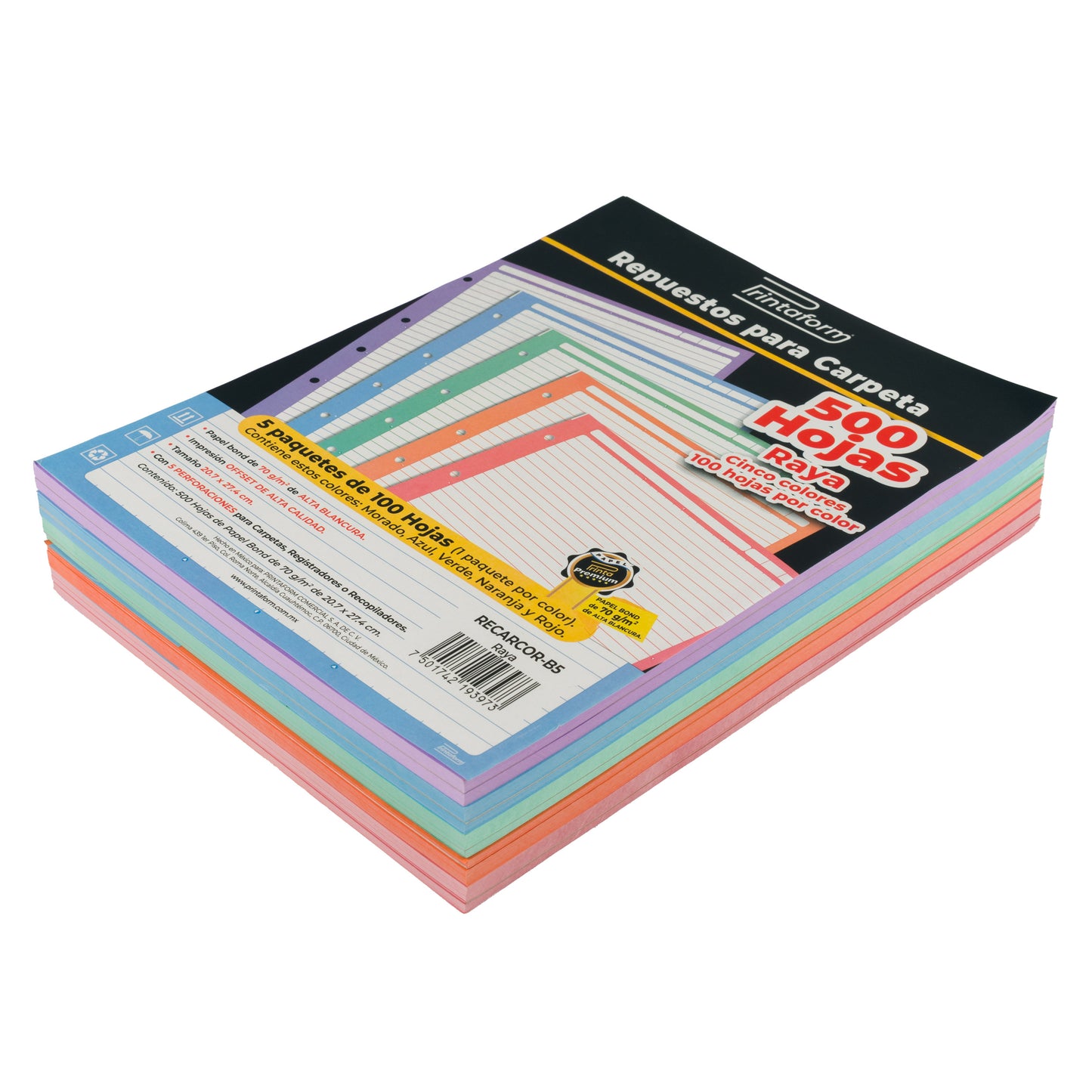 Repuestos para Carpeta Multicolor 500 hojas