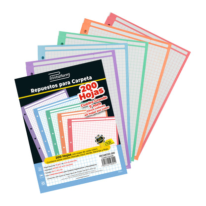 Repuestos para Carpeta Multicolor 200 hojas