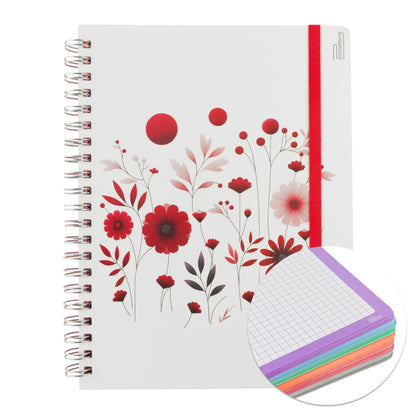 Libreta Profesional Universitaria Floral, pasta dura, 200h