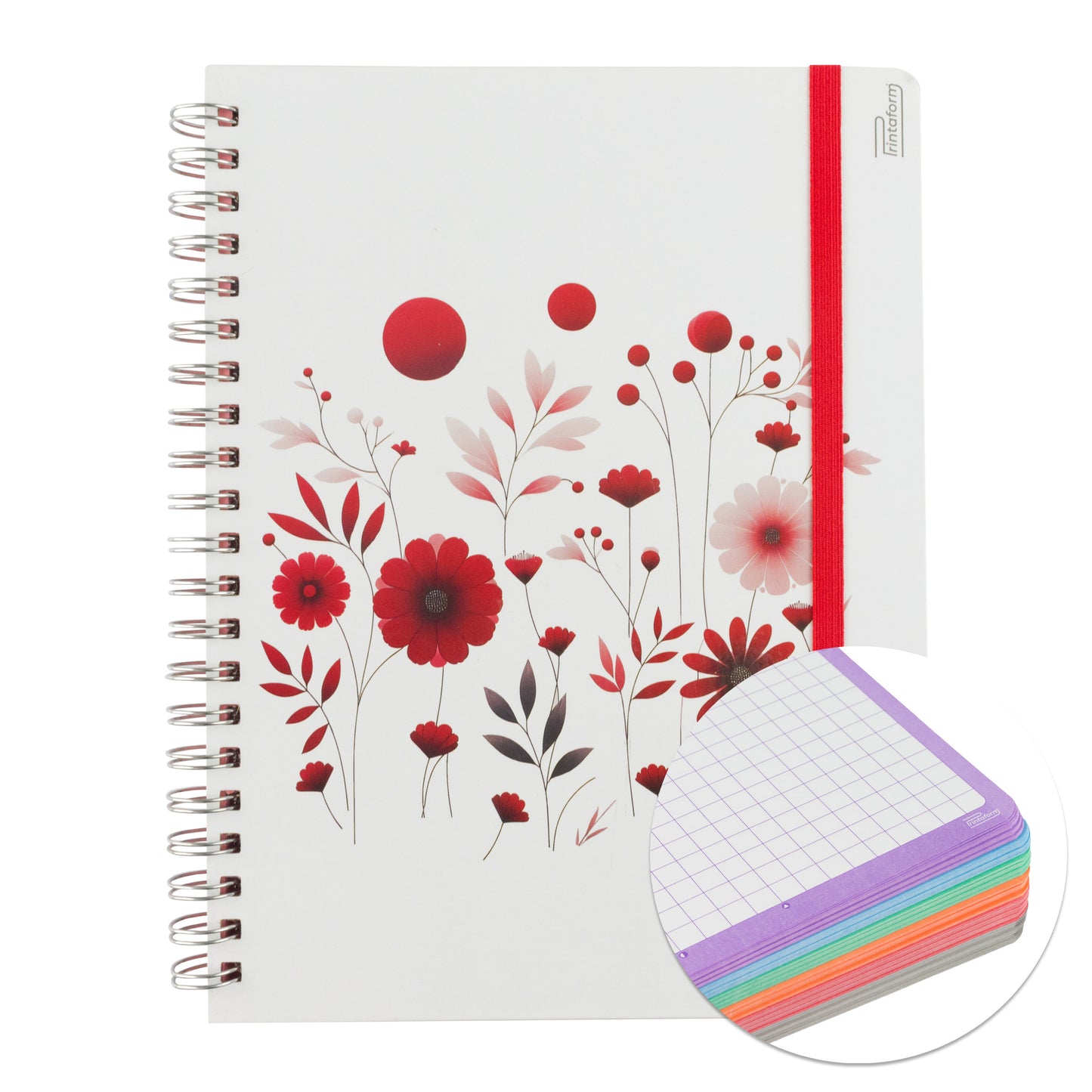 Libreta Profesional Universitaria Floral, pasta dura, 200h