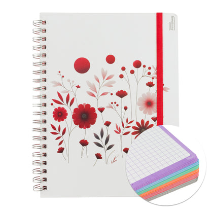 Libreta Profesional Universitaria Floral, pasta dura, 200h