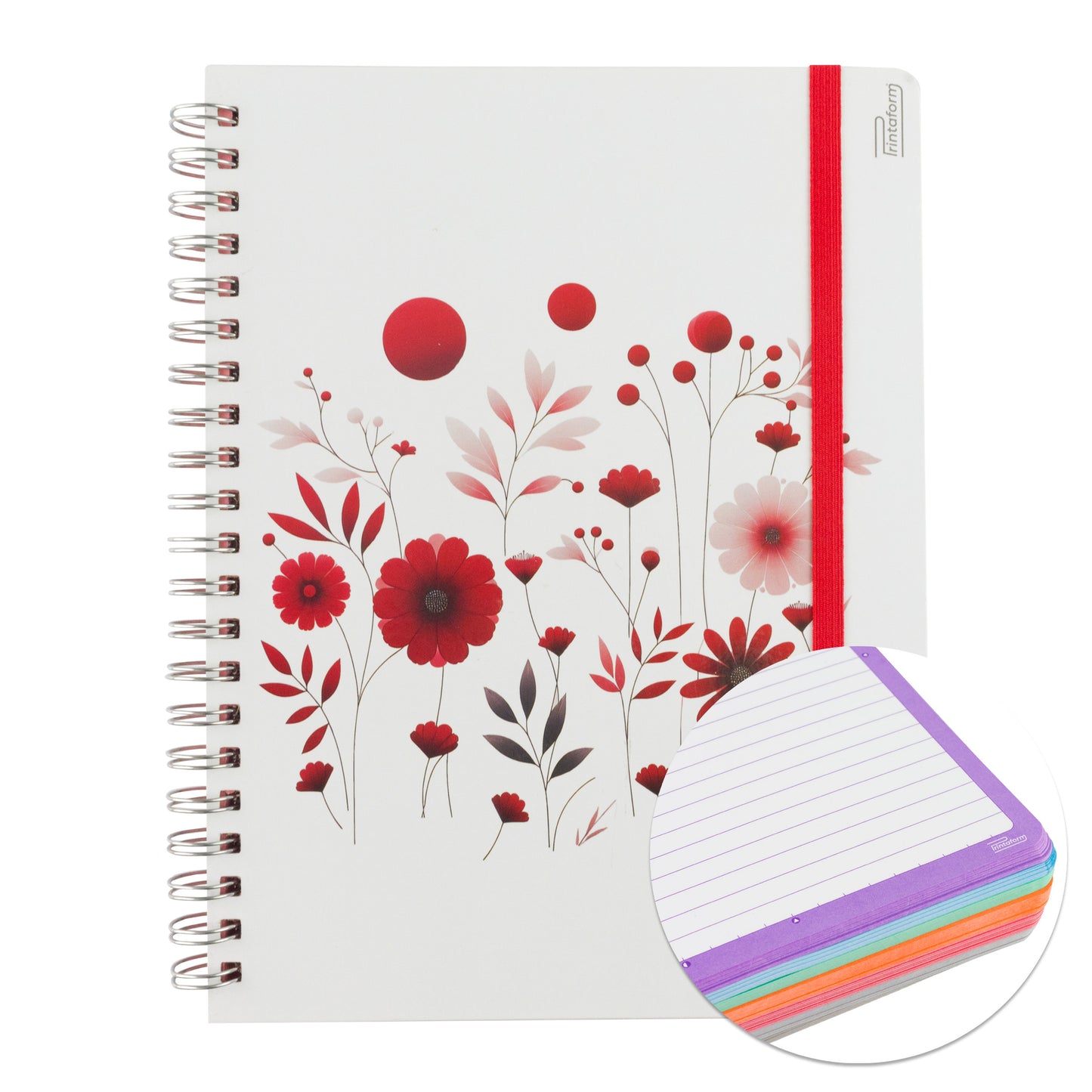 Libreta Profesional Universitaria Floral, pasta dura, 200h