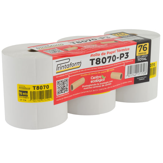 Rollo Térmico 79mm x 76m, T8070