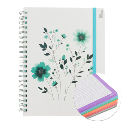 Libreta Profesional Universitaria Floral, pasta dura, 200h