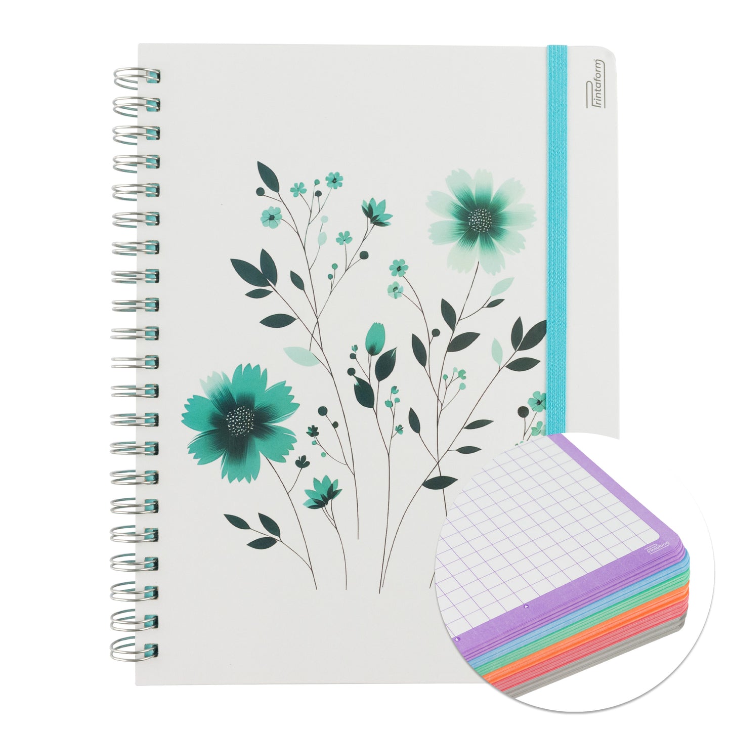 Libreta Profesional Universitaria Floral, pasta dura, 200h