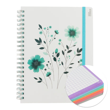 Libreta Profesional Universitaria Floral, pasta dura, 200h