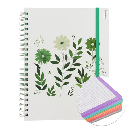 Libreta Profesional Universitaria Floral, pasta dura, 200h