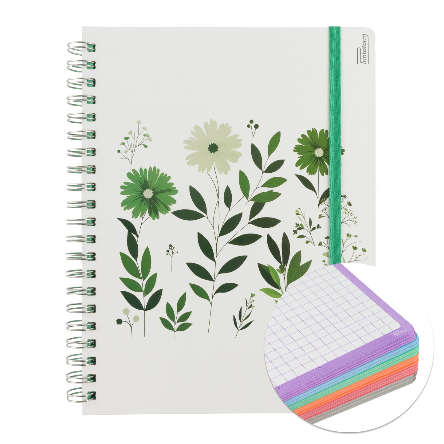 Libreta Profesional Universitaria Floral, pasta dura, 200h