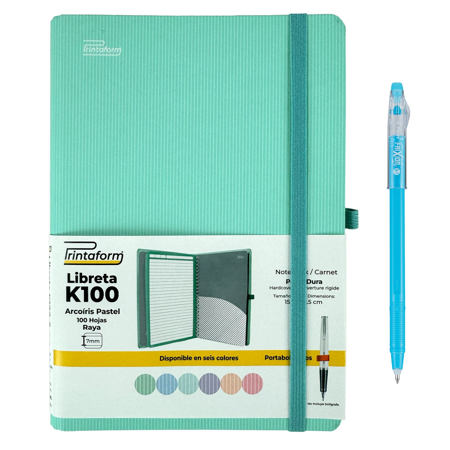 Libreta Kool Tipo Agenda A5, Arcoiris Pastel, pasta dura, 100h