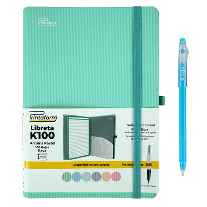 Libreta Kool Tipo Agenda A5, Arcoiris Pastel, pasta dura, 100h