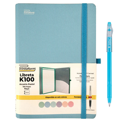 Libreta Kool Tipo Agenda A5, Arcoiris Pastel, pasta dura, 100h