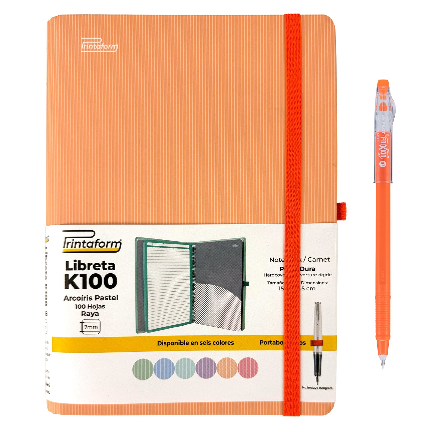 Libreta Kool Tipo Agenda A5, Arcoiris Pastel, pasta dura, 100h