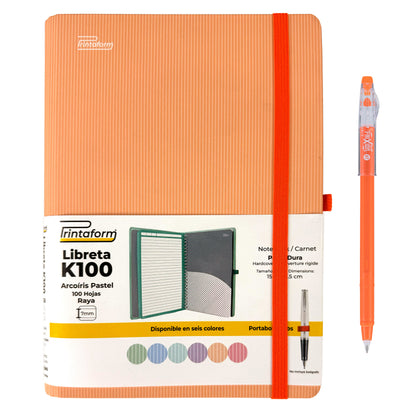 Libreta Kool Tipo Agenda A5, Arcoiris Pastel, pasta dura, 100h