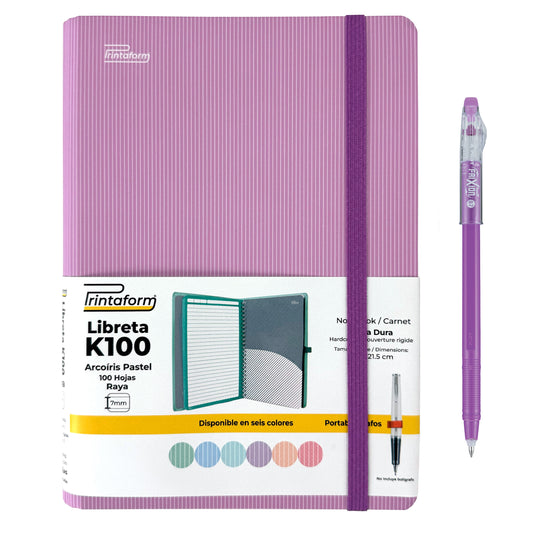 Libreta Kool Tipo Agenda A5, Arcoiris Pastel, pasta dura, 100h