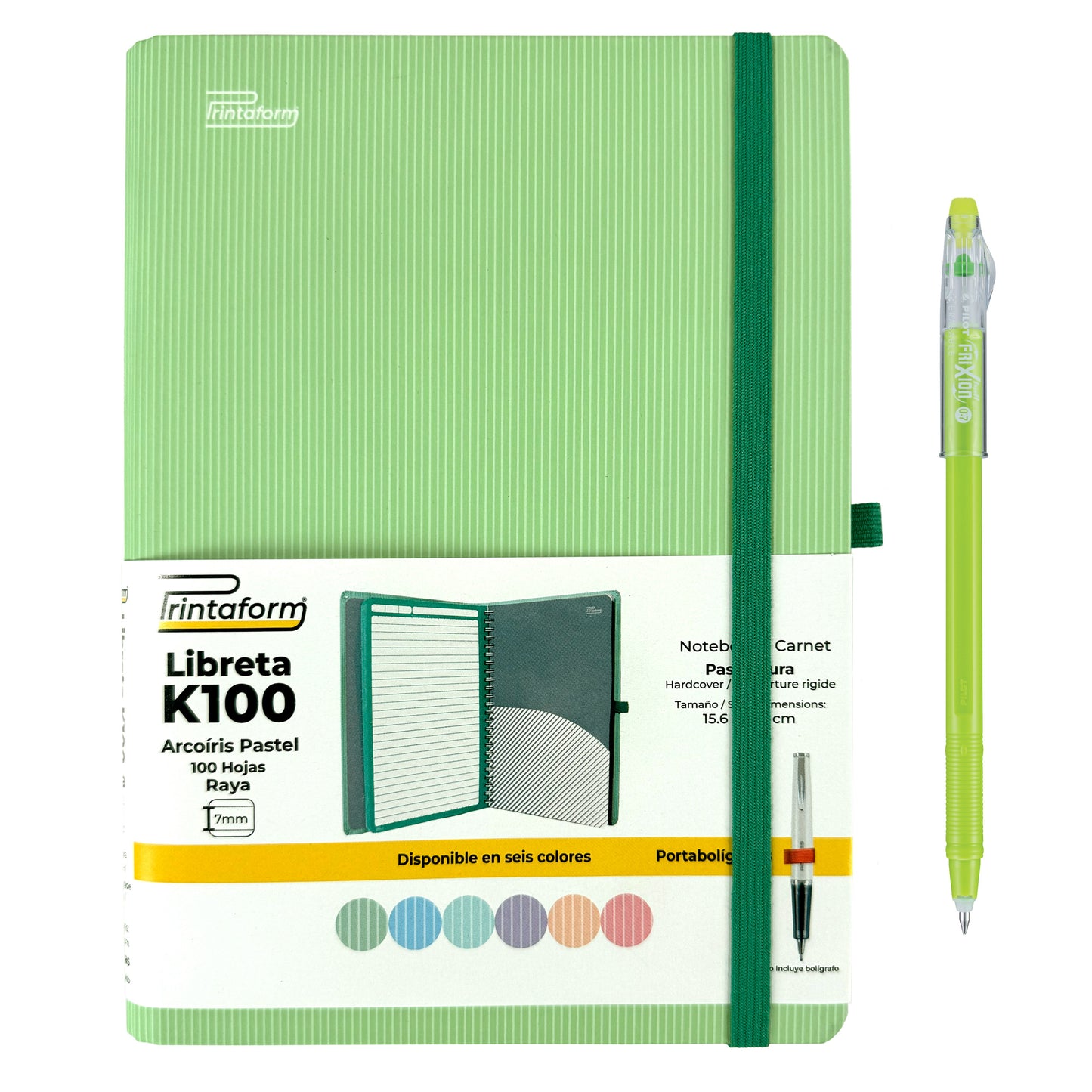 Libreta Kool Tipo Agenda A5, Arcoiris Pastel, pasta dura, 100h