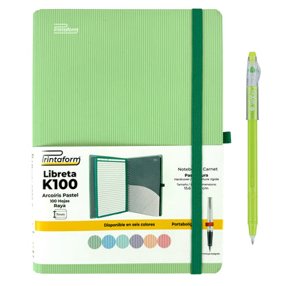 Libreta Kool Tipo Agenda A5, Arcoiris Pastel, pasta dura, 100h