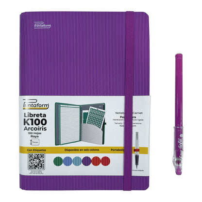 Libreta Kool Tipo Agenda A5, Arcoiris, pasta dura, 100h