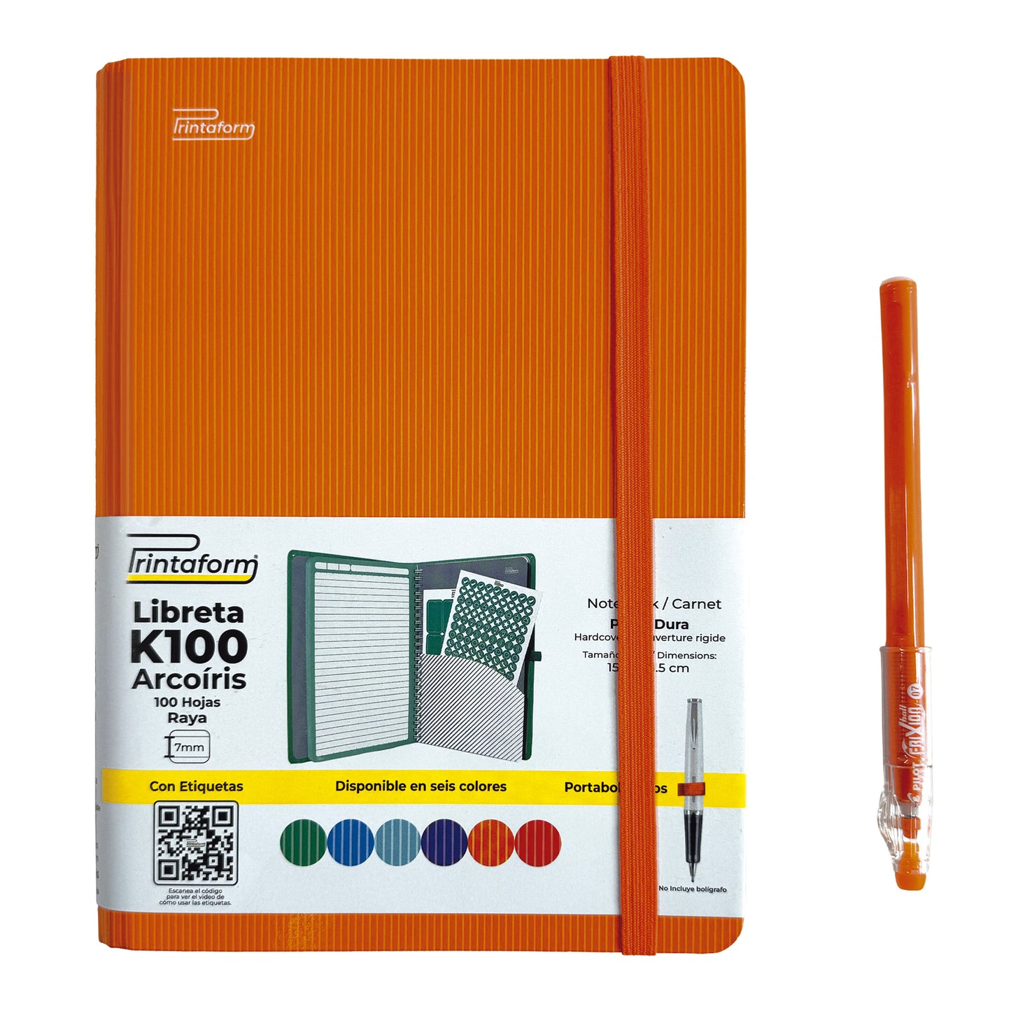 Libreta Kool Tipo Agenda A5, Arcoiris, pasta dura, 100h