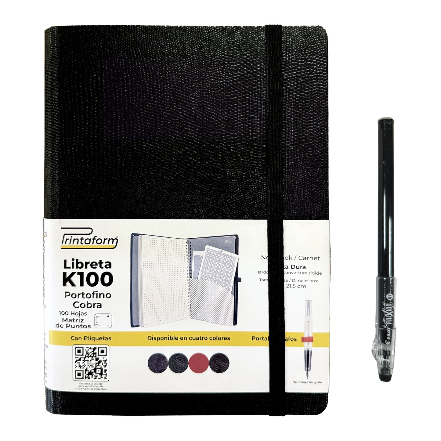 Libreta Kool Tipo Agenda A5, Portofino Cobra, pasta dura, 100h