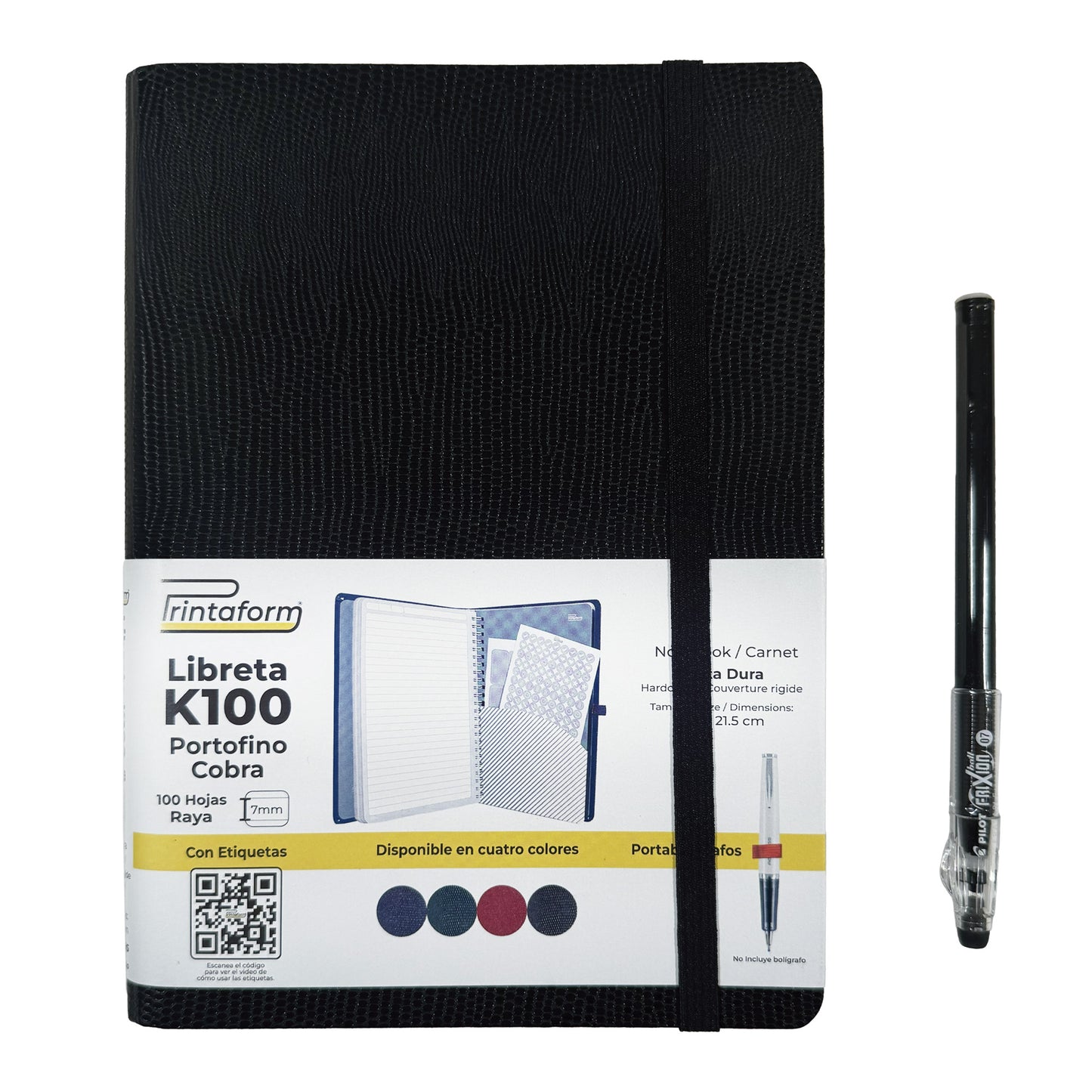 Libreta Kool Tipo Agenda A5, Portofino Cobra, pasta dura, 100h