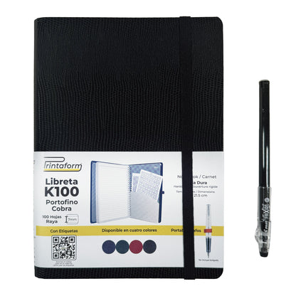 Libreta Kool Tipo Agenda A5, Portofino Cobra, pasta dura, 100h