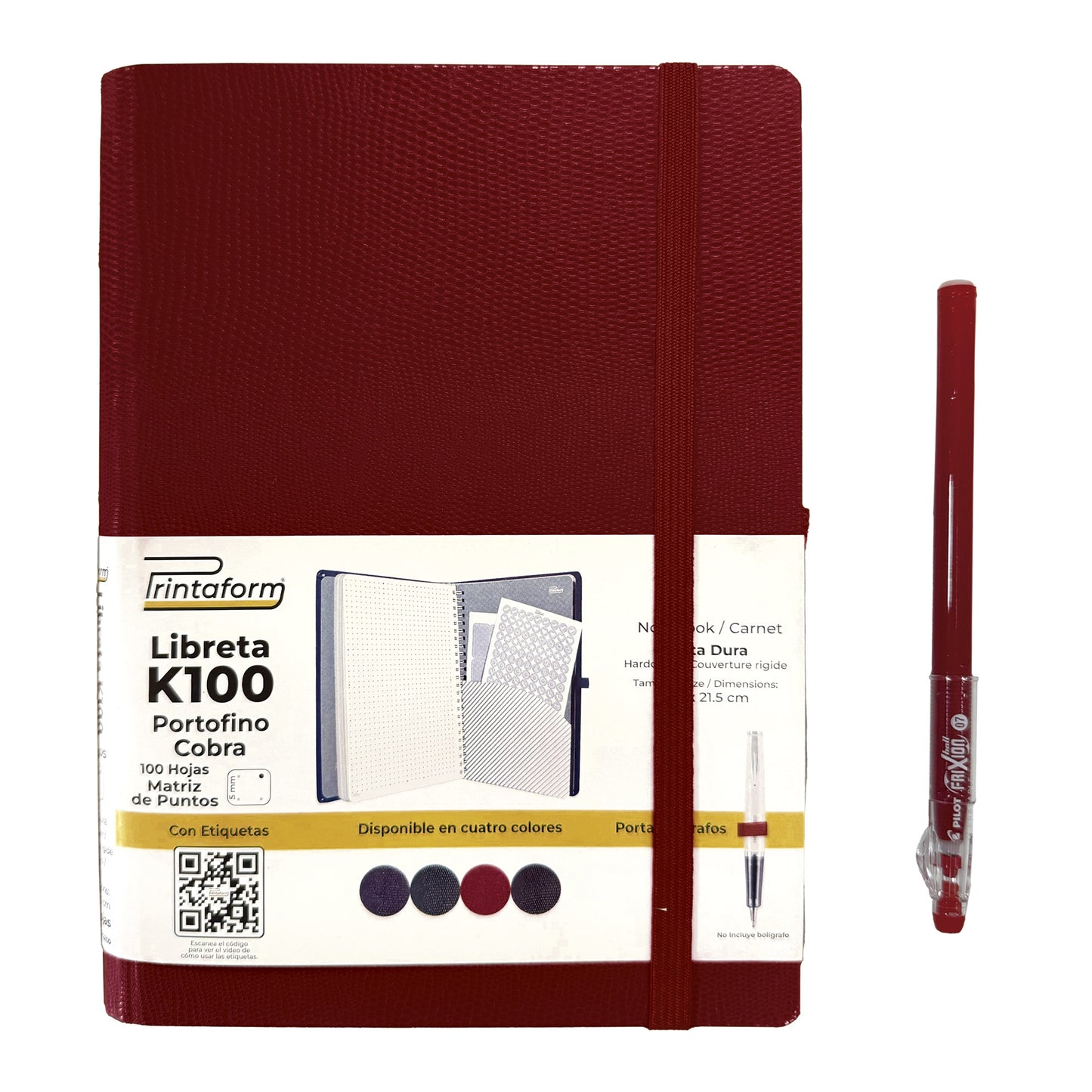 Libreta Kool Tipo Agenda A5, Portofino Cobra, pasta dura, 100h