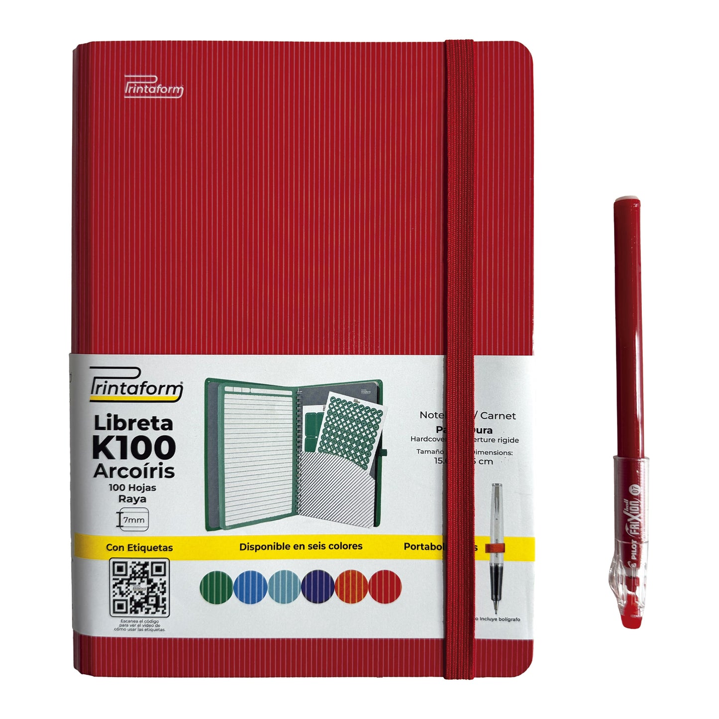 Libreta Kool Tipo Agenda A5, Arcoiris, pasta dura, 100h
