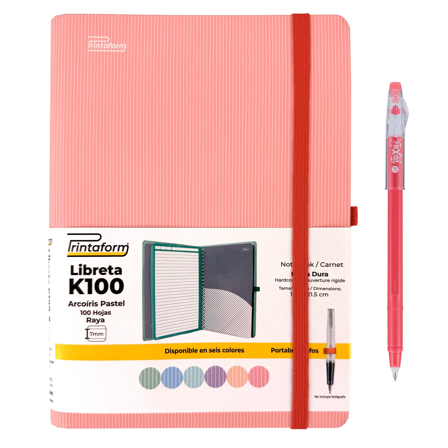 Libreta Kool Tipo Agenda A5, Arcoiris Pastel, pasta dura, 100h