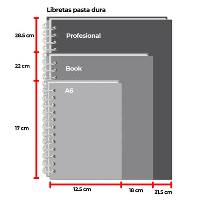 Libreta Arcoiris Pastel Profesional pasta dura, 100 hojas