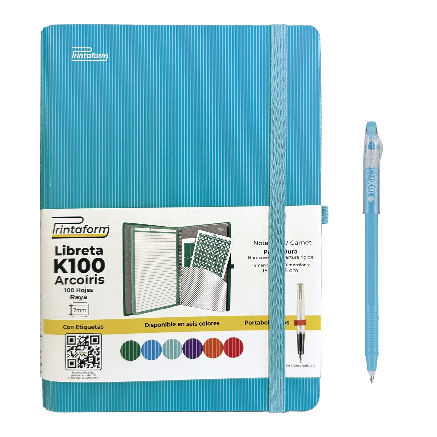 Libreta Kool Tipo Agenda A5, Arcoiris, pasta dura, 100h