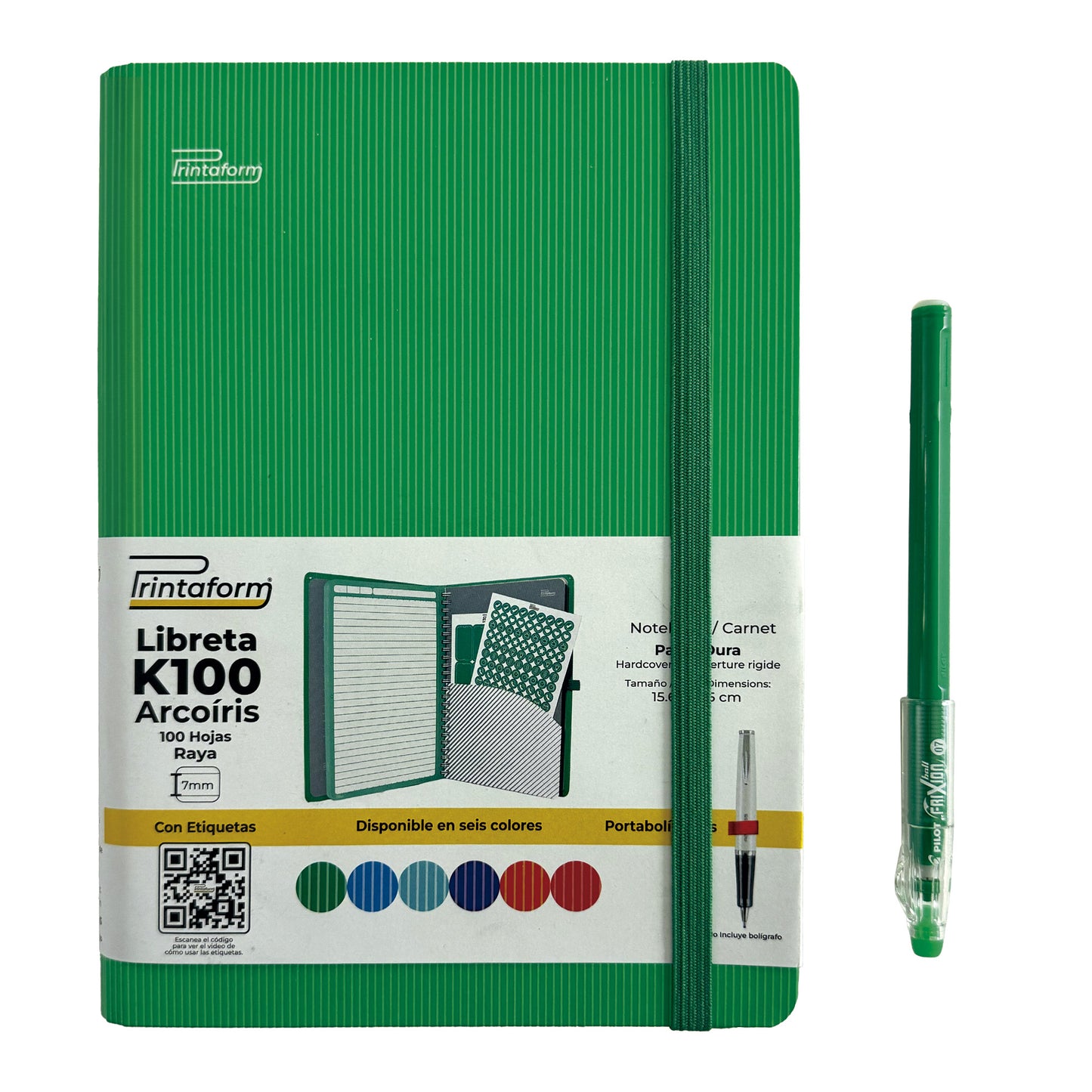 Libreta Kool Tipo Agenda A5, Arcoiris, pasta dura, 100h