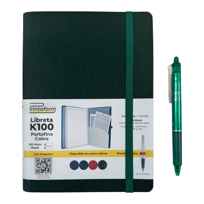 Libreta Kool Tipo Agenda A5, Portofino Cobra, pasta dura, 100h